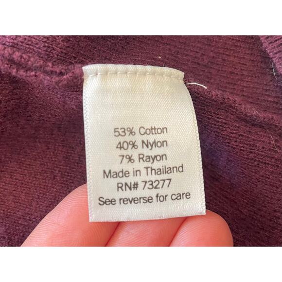 Croft & Barrow Cotton Blend Long Open Cardigan, Burgundy Red, Pockets, Size 2X - Picture 8 of 11